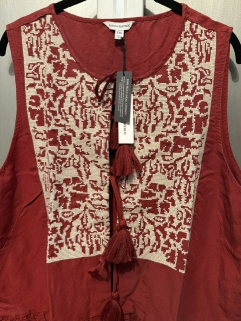 Retro Embroidered Tencel & Linen Mini Dress - Picture 3 of 16